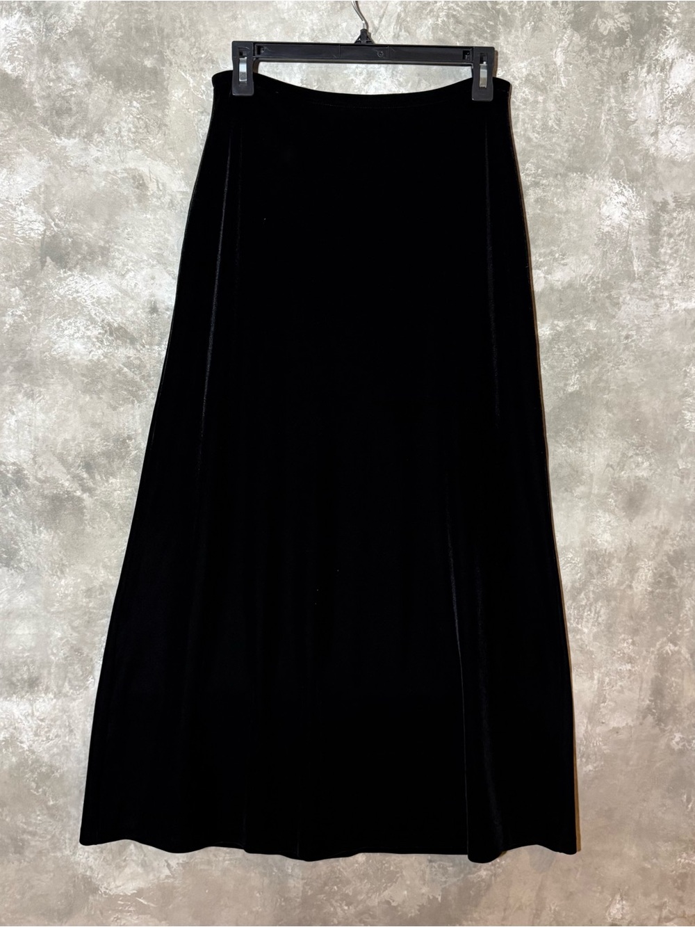 Elegant Black Velvet A-Line Maxi Skirt (love 24)